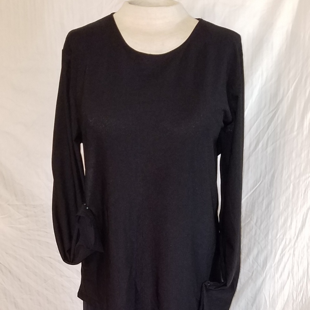 Long Sleeve Black Textured Lifescapes Top